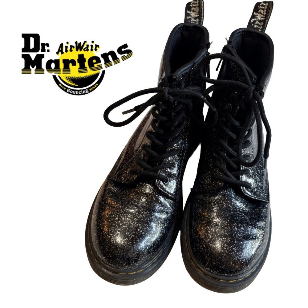Dr Martens 1460 Glitter Combat Boots Black Youth US 4 Y2K Grunge - Picture 10 of 10